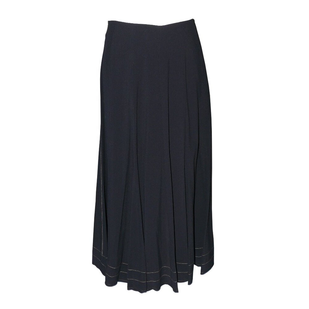 HELMUT LANG MID-LENGTH BLACK CREPE SKIRT w/SATIN BACK SZ 4 NWT